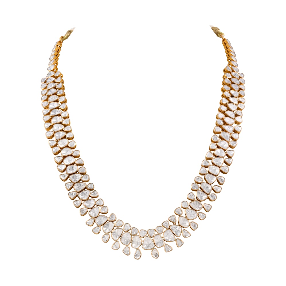 Tri-Graduated Polki Necklace in Open Setting